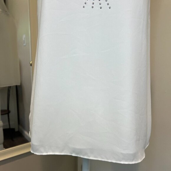 BCBGMaxAzria White Joline Studded Criss Cross Neck Blouse, Size XS - Picture 6 of 16